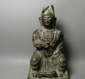 明代二郎真君造像，包浆醇厚，工艺精湛，开脸漂亮端庄大气，天庭饱满，闻德评级三包，最难得的是背有7字铭文，非常少见！！难得精品，高度20.2cm，压手感强，收藏摆件供奉精品。