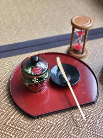 天然木胎｜全新日本手绘茶入茶枣茶叶罐