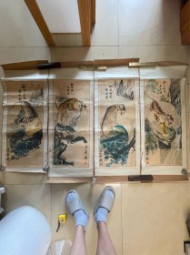 花鸟画国画字画书画条幅四条屏作品有章款纯手绘