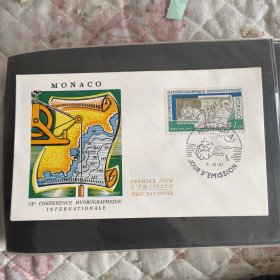 F3416摩纳哥邮票1967年国际航道测量大会测深索海岸地图 1全 外国首日封FDC 品相如图