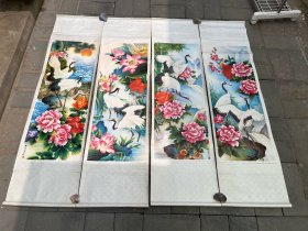 仙鹤图 中堂画 尺寸142*37厘米，画心尺寸92*33.5厘米，天津人民美术出版社出版