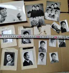 相声表演艺术家 七八十年代，赵振铎 唐杰忠 马季 李金斗 姜昆 梁厚民 照片一组17张，其中4张带底片