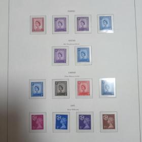 马恩岛老式夹页定位册，58-71年女王普票，73-75年纪念邮票，如图，册子较旧，最后二图为法国内页，一套国旗一套甲虫，中间夹了一些插票内页，内含一些销票，有重复。