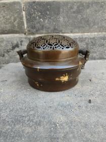 名人手炉  竹节提手 包浆一流 做工精细 手头好