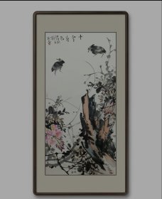 邵戈精品花鸟画《十分春色》(不含框，框为效果展示)