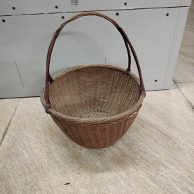 老手工编织小提篮 约25*33cm