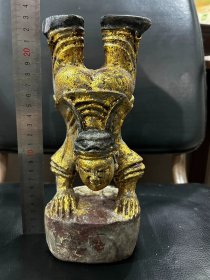 古玩旧藏张五郎描金木雕像
