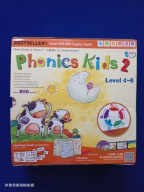 phonics kids 2（ level 4-6） 盒装含12 张光盘+全新未拆封卡片一盒+3张大海报