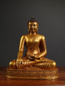 旧藏 纯铜鎏金佛像 释迦牟尼佛一尊 纯铜铸造精品佛像 。 高27厘米长22厘米宽14厘米重2790克 Y