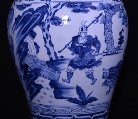 旧藏 元青花鬼谷子下山人物故事纹梅瓶 高49×25厘米