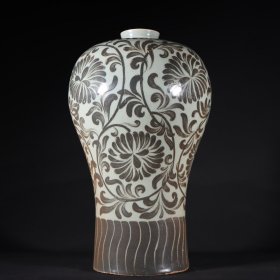 旧藏 高丽青瓷花卉梅瓶