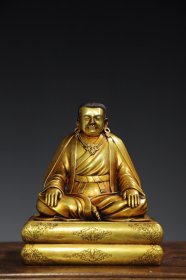 西藏收紫铜鎏金上师佛造像
