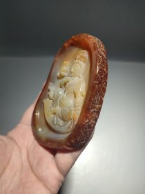 原石玛瑙精雕观音牌，天然料 雕刻精致形象生动，纹理清晰透彻 开脸慈祥 温润细腻，完整