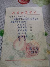 教育文献     1986年7月武汉地质学院成绩单