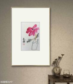 724. 知名画家“白石门下”李建成，大写意花鸟画小品——《花开富贵》，本商品不带框。