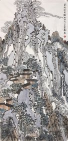 卢延光精品山水66x136cm 卢延光，1948年4月生，广东省开平县人，中国著名画家、书法家，国家一级美术师，获国务院专家津贴。从上世纪90年代开始，卢延光把精力从人物线描逐渐投入到山水画创作中去，20多年来取得了不俗的成绩。