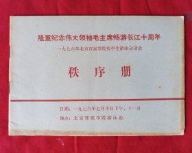 隆重纪念伟大领袖毛主席畅游长江十周年 一九七六年北京市高等院校学生游泳运动会 秩序册