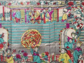 早期木板水印年画，昭君跑马，人物生动，画面古色古香，如图