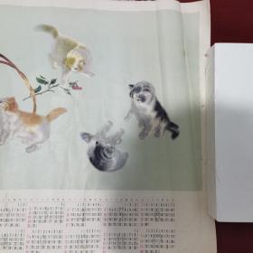 1980年年历画月季小猫