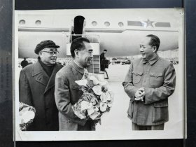 老照片：毛主席和周总理、朱委员长在一起（20×15.3）