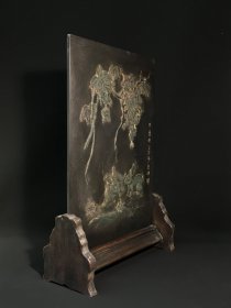 旧藏砚屏 玉兔呈祥款：两罍轩主人（吴云）