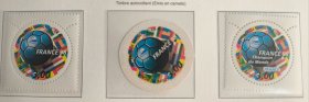 FR3法国 1998年世界足球圆形邮票 不加字/加字/不干胶 新 3全