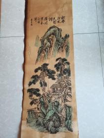 李白诗古画一副，山水画。画心尺寸80x30