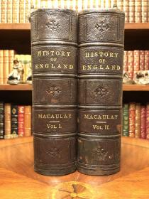 1881年出版，3/4真皮封面 ，麦考莱的《英国史》被誉为当今最伟大、最具影响力的历史著作，无论是在叙事风格还是内容结构上，至今仍难以被超越。此为五合二版本，巨大厚重，26X18X14。