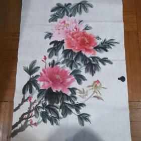 莱阳国画 《花枝俏四朵3》花鸟画 68*46cm 未署名