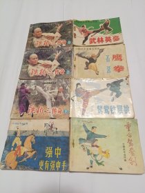 中国武术连环画；重合鸳鸯剑、强中更有强中手、鸳鸯铁屐桃、鹰拳、武林英豪、铁桥三