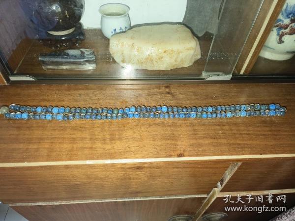 老琉璃点蓝佛珠，106颗，小磕碰，0.9-1-50cm