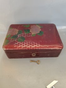 民国木胎漆器彩绘木盒