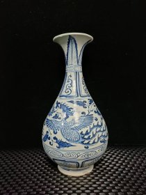 瓷器.，元青花凤纹玉壶春瓶尺寸25.5X13.5厘米,