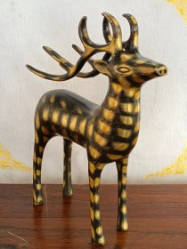 老铜鹿摆件一个,保存完好品相如图