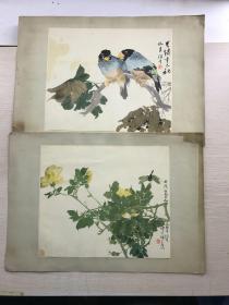 任伯年人物花鸟册 活页2张（现货如图）8开