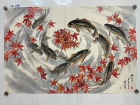 朝鲜画 张恩顺 作品“秋天鲤鱼”