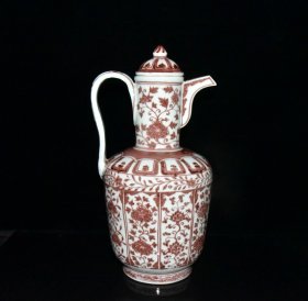明釉里红花卉纹浇壶【 36.5x20cm 】