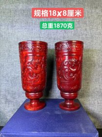 旧藏新疆和田玉红玉高足杯，器型规整精致，玉质细腻油润，品相完美如图