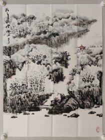 著名冰雪画家，高成山冰雪山水画92*69cm《故乡的雪》，软片。高成山，著名冰雪画家，于志学先生入室弟子，牡丹江市书画院原院长。中国牡丹江冰雪画院院长、中国冰雪画研究会理事、中国书法家协会会员、黑龙江省美术家协会会员、黑龙江省作家协会会员、牡丹江市作家协会副主席、牡丹江市美术家协会名誉主席。（保真书画）