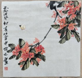 现当代著名画家申茂之花鸟软片真迹(34厘米斗方) 感兴趣的话点“我想要”和我私聊吧～
