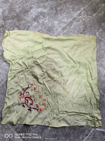 清代民国老刺绣绣品绣片丝巾。丝绸的方巾。大富贵亦寿考花卉图。包老保真怀旧特价处理4444厘米