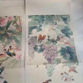 年画  山花烂漫  果实累累  喻继高  作 76X26Ⅹ2  二张合售