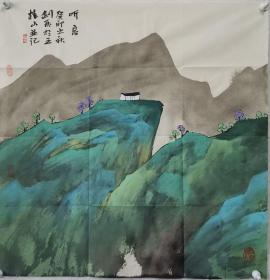 【保真字画，得自画家本人】武剑飞   68X68cm！
武剑飞，祖籍山西太原。1962年出生于哈尔滨市。毕业于中国艺术研究院研究生院。十大最具影响力艺术家，中国民主同盟盟员，国家一级美术师，北京重彩国际联合创始人，新世纪国际书画交流展览委员会主席，中国职业画家协会副主席，