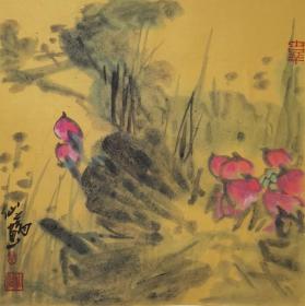 毛翔先花鸟画，薄软卡50X50厘米，泥金宣尺寸42㐅42厘米，可揭下重裱立轴，有2幅，单幅价，保真包退。
毛翔先，1941年出生于义乌。中国美术学院出版社总编辑、中国《艺术教育》杂志常务副总编辑。现为中国美术家协会会员、中国老艺术家书画院常务副院长。