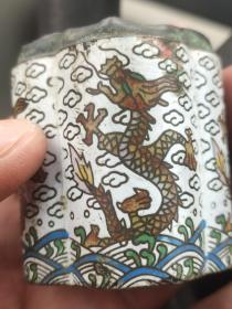 （古艺斋藏）铜胎掐丝珐琅龙烟膏盒，盖子缺失，保真包老