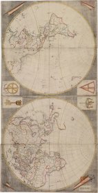 0717古地图增补地球全图1803年德岛大学藏。纸本大小99.33*194.94厘米。宣纸艺术微喷复制。