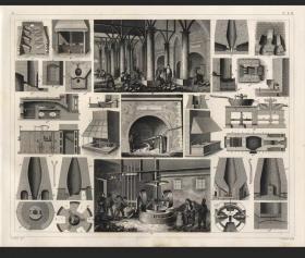 1853年美国雕版钢版画百科矿业冶炼
