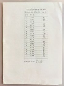 90年代温州师范学院中文系主任、教授吴其南签名成绩单，温州师范学院学生在安徽大学同等学力人员申请硕士学位课程班学院成绩单，课题钱钟书作品研究