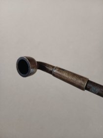 老铜烟袋杆 带龙纹图案 伸缩杆 长21.2伸长41.2 完整