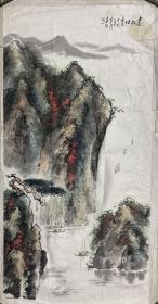 王春生 国画之二 山水 没印章 托片 99×49厘米 【边有裂】